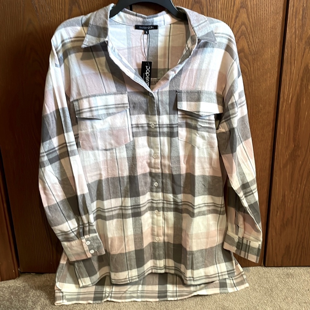 Papermoon Flannel in pink and grey tones, never worn, size small